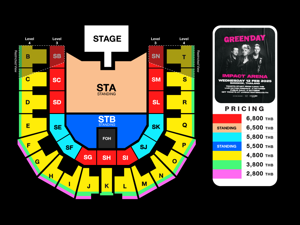 GREEN DAY 泰国演唱会座位图